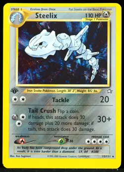 Steelix #15/111 Neo Genesis 1st Edition NM/EX OC Error Minor Dent Pokemon Card - Image 1