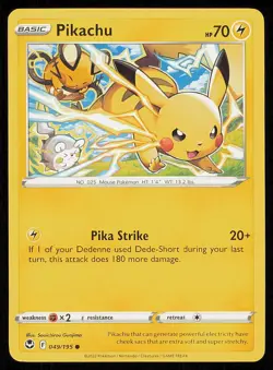 PIKACHU 049/195 SILVER TEMPEST POKEMON CARD NEAR MINT - Image 1