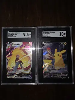 2022 POKEMON SWORD & SHIELD LOST ORIGIN TG17, TG16 FULL ART/PIKACHU SGC 10, 9.5 - Image 1