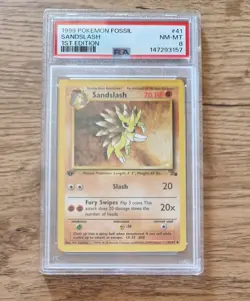 Pokemon TCG Sandslash Card Fossil 41/62 1st Edition PSA 8 Near Mint WOTC 1999 - Image 1