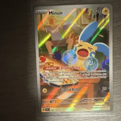 Pokemon SV04 Paradox Rift Minun 194/182 Illustration Rare Holo Basic 70 HP EN - Image 1