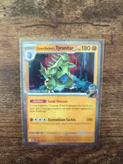 Team Rocket's Tyranitar 096/182 Pokemon Center Stamped Promo Destined Rivals LP - Image 1