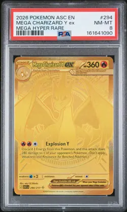 2026 POKEMON ASC EN-ASCENDED HEROES MEGA HYPER RARE MEGA CHARIZARD Y EX PSA 8 - Image 1