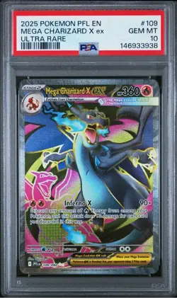 2025 POKEMON PFL EN-PHANTASMAL FLAMES ULTRA RARE #109 MEGA CHARIZARD X EX PSA 10 - Image 1