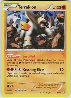 Terrakion BW71 Holo Promo Black And White Promo Pokemon Lightly Played - Image 1
