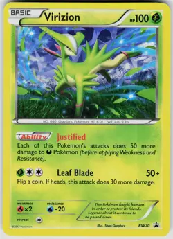 Virizion BW70 Cracked Ice Holo Promo Black And White Promo Pokemon MP - Image 1