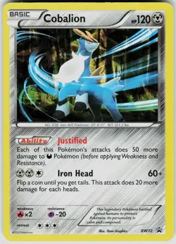 Cobalion BW72 Cracked Ice Holo Promo Black And White Promo Pokemon MP - Image 1