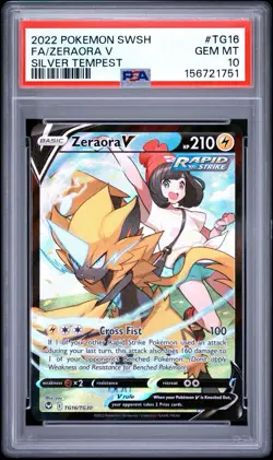 Pokemon Zeraora V TG16/TG30 Full Art Silver Tempest PSA 10 - Image 1