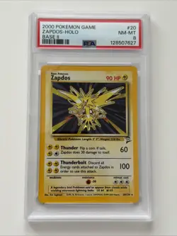 2000 POKEMON GAME BASE II 20 ZAPDOS-HOLO PSA 8 - Image 1