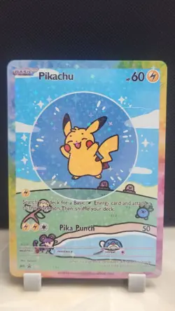 Pokemon Sparkle Holo Rainbow Boarder Cute Anime Pikachu Card - Image 1