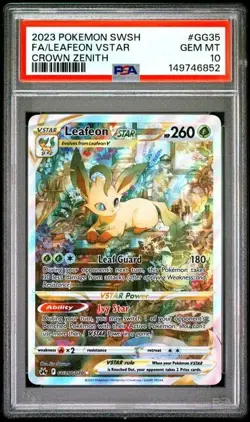 Pokemon TCG Leafeon Vstar Crown Zenith: Galarian Gallery Gg35/Gg70 PSA 10 - Image 1