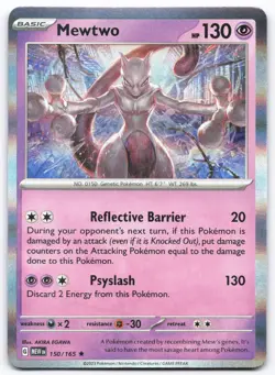 Mewtwo 150/165 MEW NM 151 Rare Holo Pokemon AKIRA EGAWA - Image 1