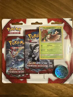 Pokemon 2017 Sun & Moon Crimson Invasion 3-Pack Blister Decidueye Sealed - Image 1
