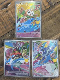 Rowlet Litten Popplio MEP 043 044 045 First Partner Series 1 Promo Pokemon Cards - Image 1