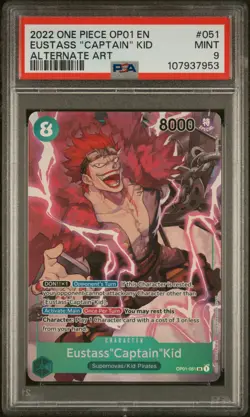 2022 ONE PIECE OP01-ROMANCE DAWN ALTERNATE ART #051 EUSTASS "CAPTAIN" KID PSA 9 - Image 1