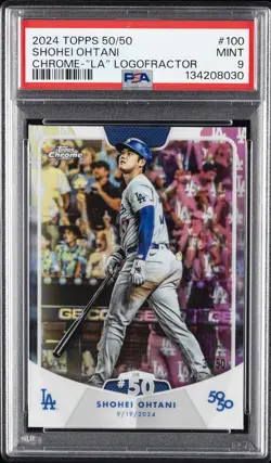 2024 TOPPS 50/50 SHOHEI OHTANI CHROME-"LA" LOGOFRACTOR SHOHEI OHTANI 38/50 PSA 9 - Image 1