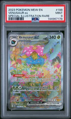 2023 POKEMON MEW EN-151 SPECIAL ILLUSTRATION RARE #198 VENUSAUR EX PSA 9 - Image 1