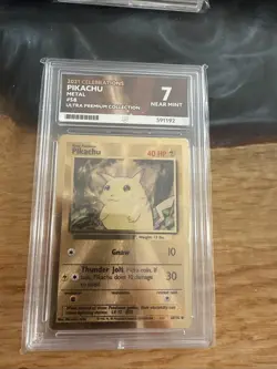 Pokemon Pikachu TCG Gold Metal 25th Celebrations Collector's Card 58/102 Ace 7 - Image 1
