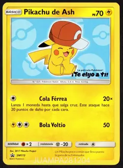 ASH Y PIKACHU SM113 SM BLACK STAR PROMOS CROMO POKEMON ASH'S PIKACHU 2017 TCG - Image 1