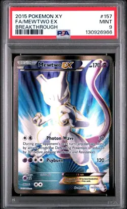 Pokemon Mewtwo EX 157/162 Full Art XY Breakthrough PSA 9 MINT Low Pop - Image 1