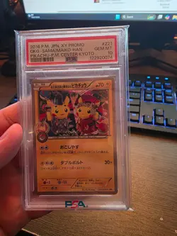 2016 POKEMON JPN XY PROMO #221 MAIKO-HAN PIKACHU/OKUGE-SAMA PIKACHU PSA 10 - Image 1