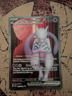 Pokemon TCG Destined Rivals Team Rocket's Mewtwo EX Full Art Card 213/182 - Image 1