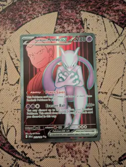 Pokemon TCG Destined Rivals Team Rocket's Mewtwo EX Full Art Card 213/182 - Image 2