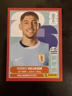 2026 Panini World Cup FEDERICO VALVERDE Red Parallel Sticker #URU10 RARE! - Image 1