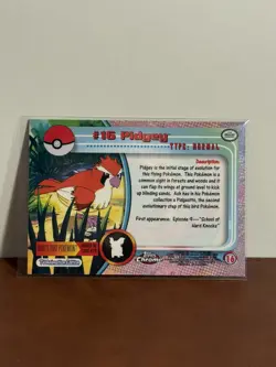 Pokemon TCG Topps Chrome Series 1 Holo Foil Card Pidgey #16 2000 TV Animation - Image 2
