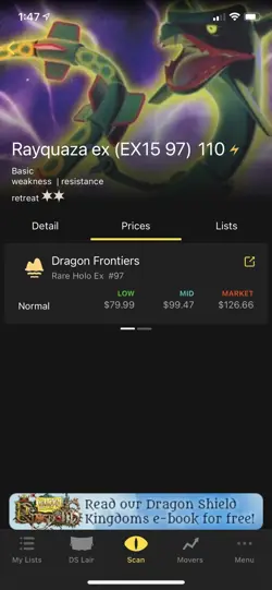 Pokemon trading card Rayquaza non holo 97/101 EOG-SR9-7LA - Image 4