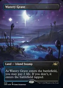 MTG - Watery Grave - Borderless - Galaxy Foil, UNFINITY Variants - Image 1