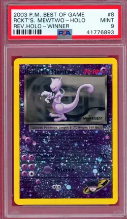 PSA 9 Rocket's Mewtwo 2003 Pokemon Best of Game Promo Reverse Holo Winner #8 - Image 1