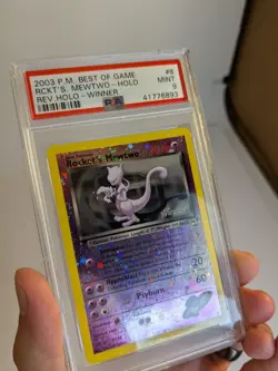PSA 9 Rocket's Mewtwo 2003 Pokemon Best of Game Promo Reverse Holo Winner #8 - Image 4