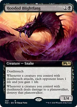 MTG - Hooded Blightfang - Foil - Extended Art, Core Set 2021 - Image 1