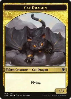Cat Dragon Token 10x - black - Sheppard Art - C17 Commander - MTG Magic NM - Image 1
