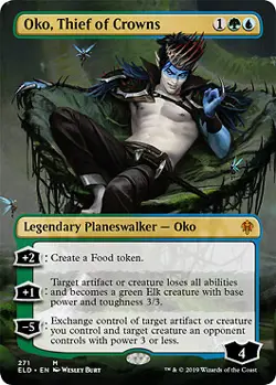 MTG - Oko, Thief of Crowns - Foil - Borderless, Throne of Eldraine - Image 1