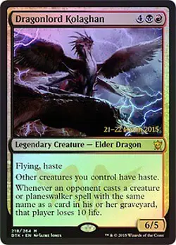 MTG - Dragonlord Kolaghan - Foil - Prerelease Promo Dragons of Tarkir - Image 1