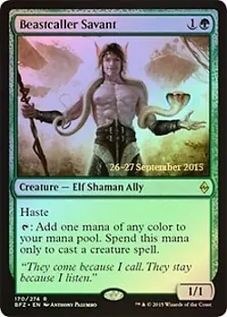 MTG - Beastcaller Savant - Foil - Prerelease Promo Battle for Zendikar - Image 1