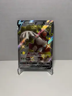 Pokemon TCG Shining Fates Rillaboom V # SV105 / SV122 Shiny Holo Rare Near Mint - Image 1