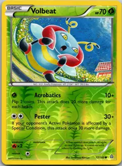 Volbeat 17/160 Common Primal Clash Pokemon Reverse Holo Lightly Played - Image 1
