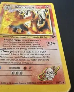 Blaine's Charizard Gym Challenge Holo Rare 2/132 Pokemon WOTC Vintage - Image 5