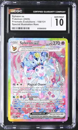 2025 POKEMON PRISMATIC EVOLUTIONS #156 SYLVEON EX CGC 10 - Image 1