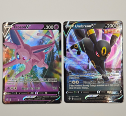 Pokemon TCG Evolving Skies Espeon V 064/203 + Umbreon V 094/203 Lot of 2 - Image 1