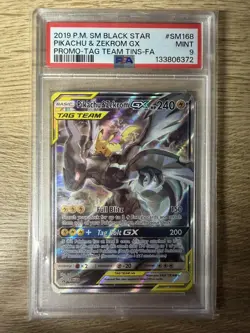 Pikachu & Zekrom GX SM168 Pokemon SM Black Star Promo Tag Team MINT PSA 9 - Image 1