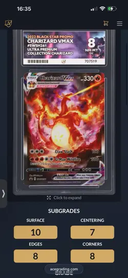 Pokemon TCG SWSH261 Charizard VMAX Holo Black Star Promo Card Ace 8 (OC) - Image 3