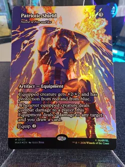 Patriotic Shield (Borderless) #100 NM Foil Marvel Eternal Legal MTG - Image 1