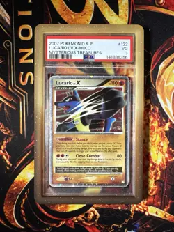 2007 POKEMON DIAMOND & PEARL MYSTERIOUS TREASURES #122 LUCARIO LV.X-HOLO PSA 3 - Image 1