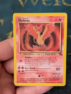 Pokemon TCG Moltres 27/62 Fossil Unlimited Rare 1999 - MP - Image 2