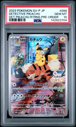 2023 POKEMON JAPANESE SV-P PROMO #098 DETECTIVE PIKACHU PSA 10 - Image 1