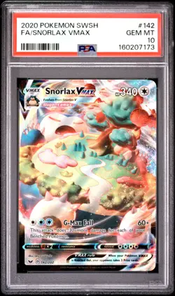 2020 POKEMON SWORD & SHIELD #142 FULL ART/SNORLAX VMAX PSA 10 - Image 1